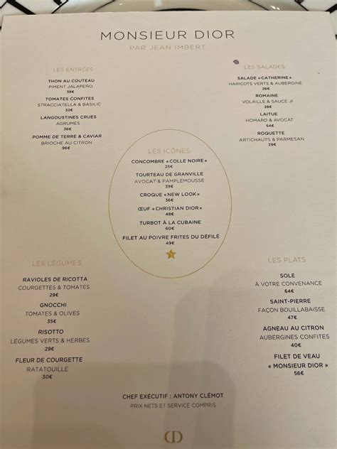 dior cafe menu|dior restaurant menu.